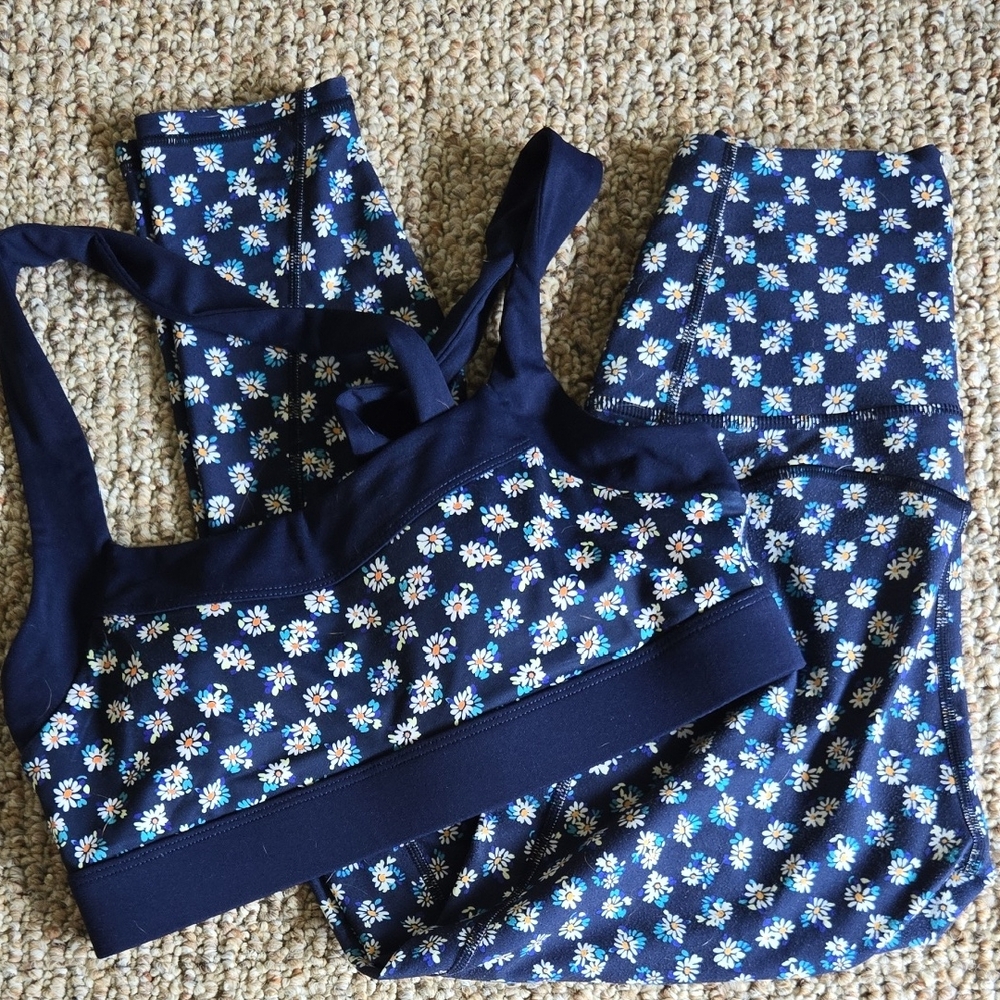 Fabletics Navy Floral Sports Bra